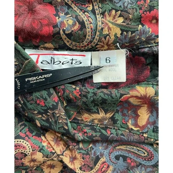 Vintage Talbots Blouse Sz 6 Wool Blend Paisley Floral Top Old Money  Retro - Picture 6 of 6